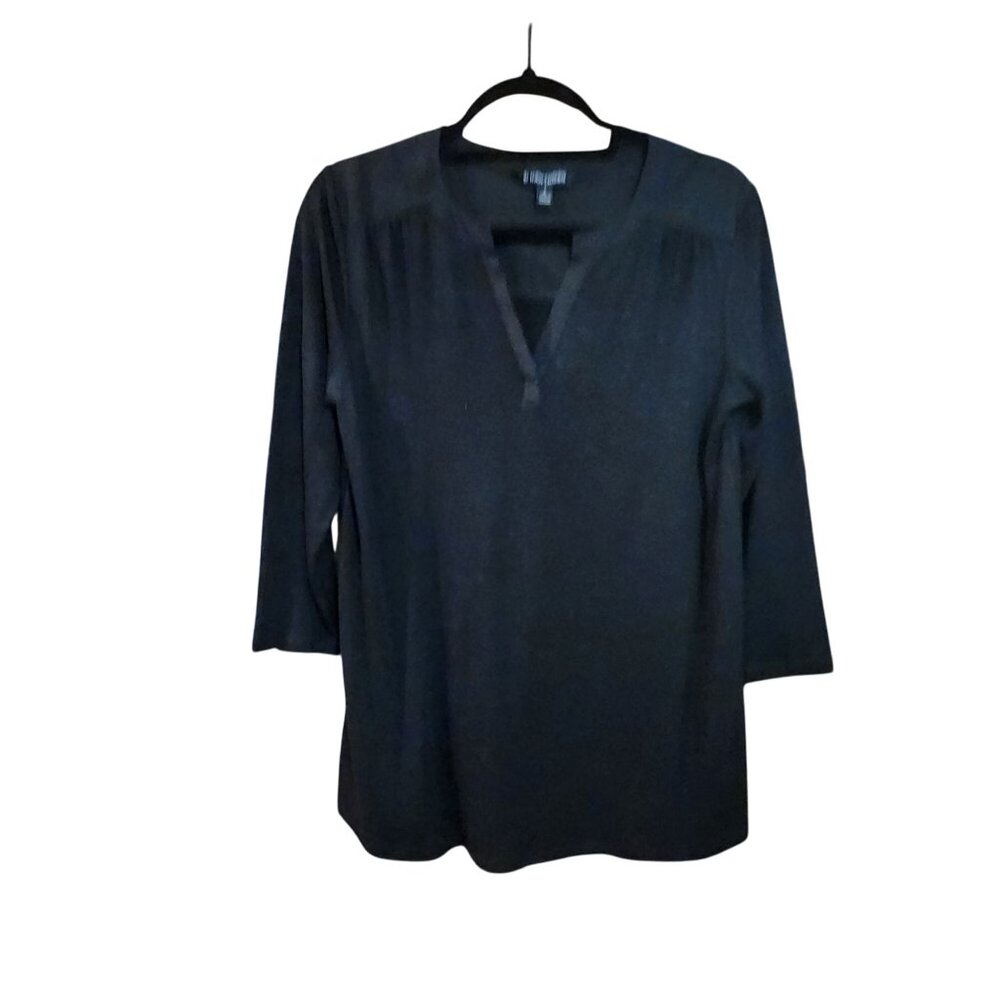41 Hawthorn Black 3/4 Sleeve V-Neck Blouse For Women size S